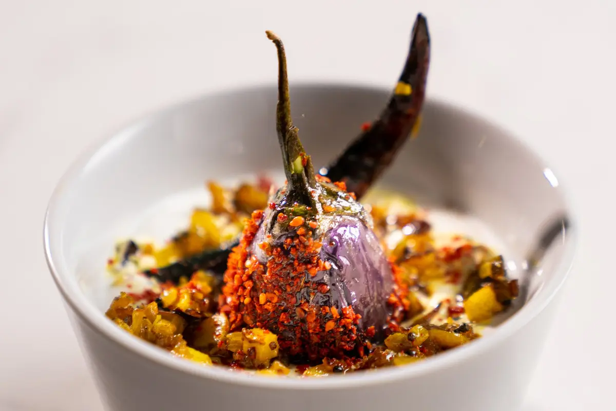 Spicy Eggplant Raita at The Treasury