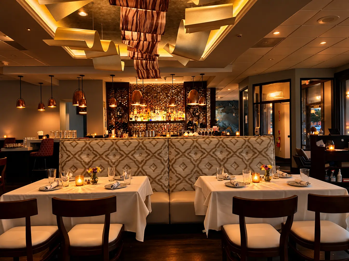 The bar and dining room at The Treasury, Burlington MA