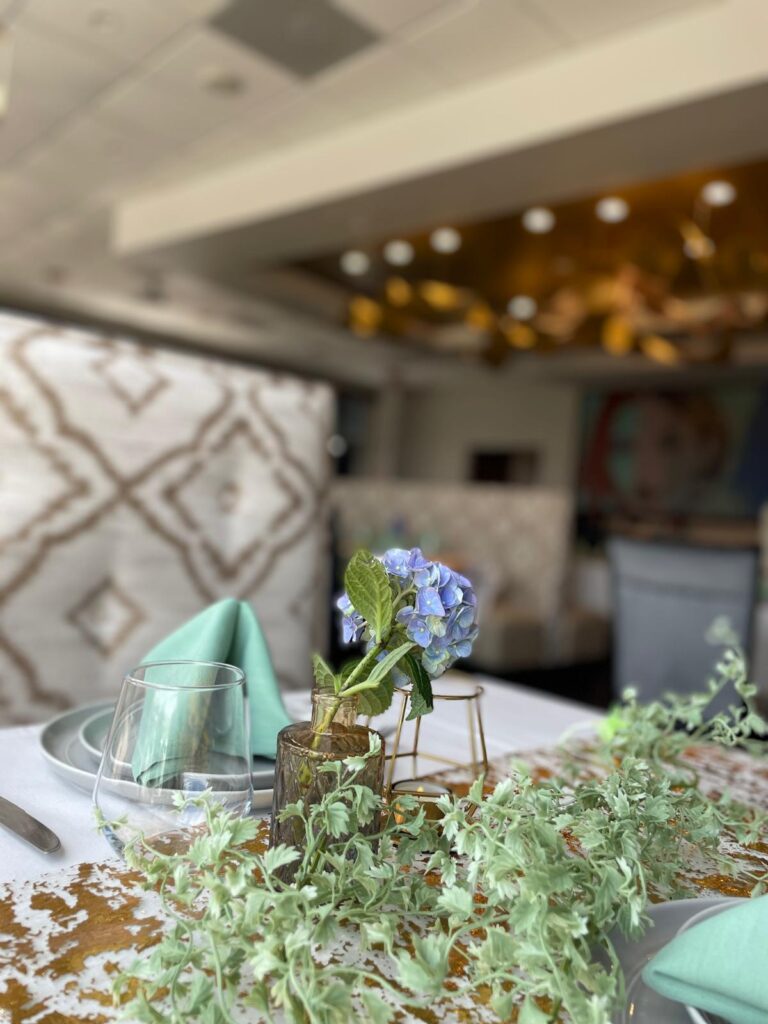 Intimate table setting at Treasury Indian Kitchen, a refined Burlington Massachusetts restaurant near Burlington Mall