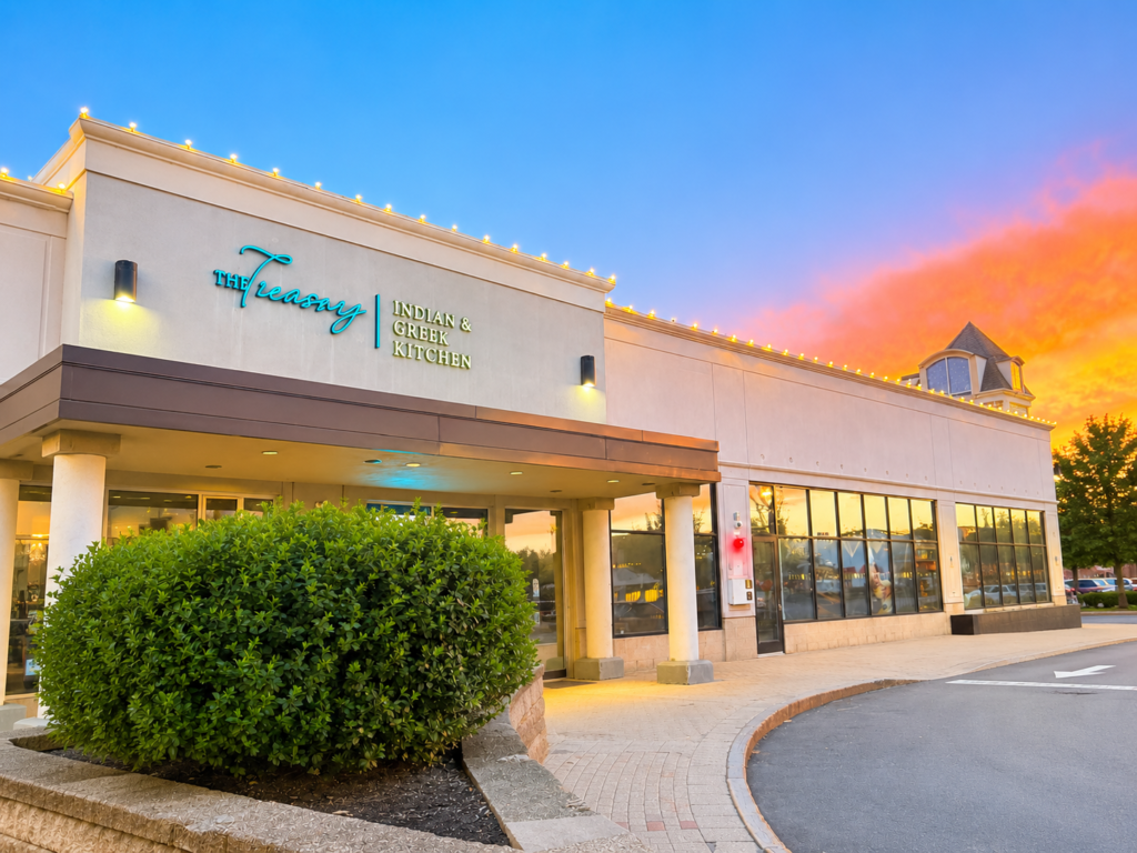 Family dining at Treasury Indian Kitchen, a family restaurant in Burlington MA serving authentic Indian cuisine